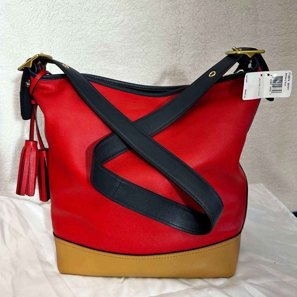NWT RARE Coach Duffle Legacy Colorblock Large 19979 Red Leather Hobo Bag - Picture 3 of 3